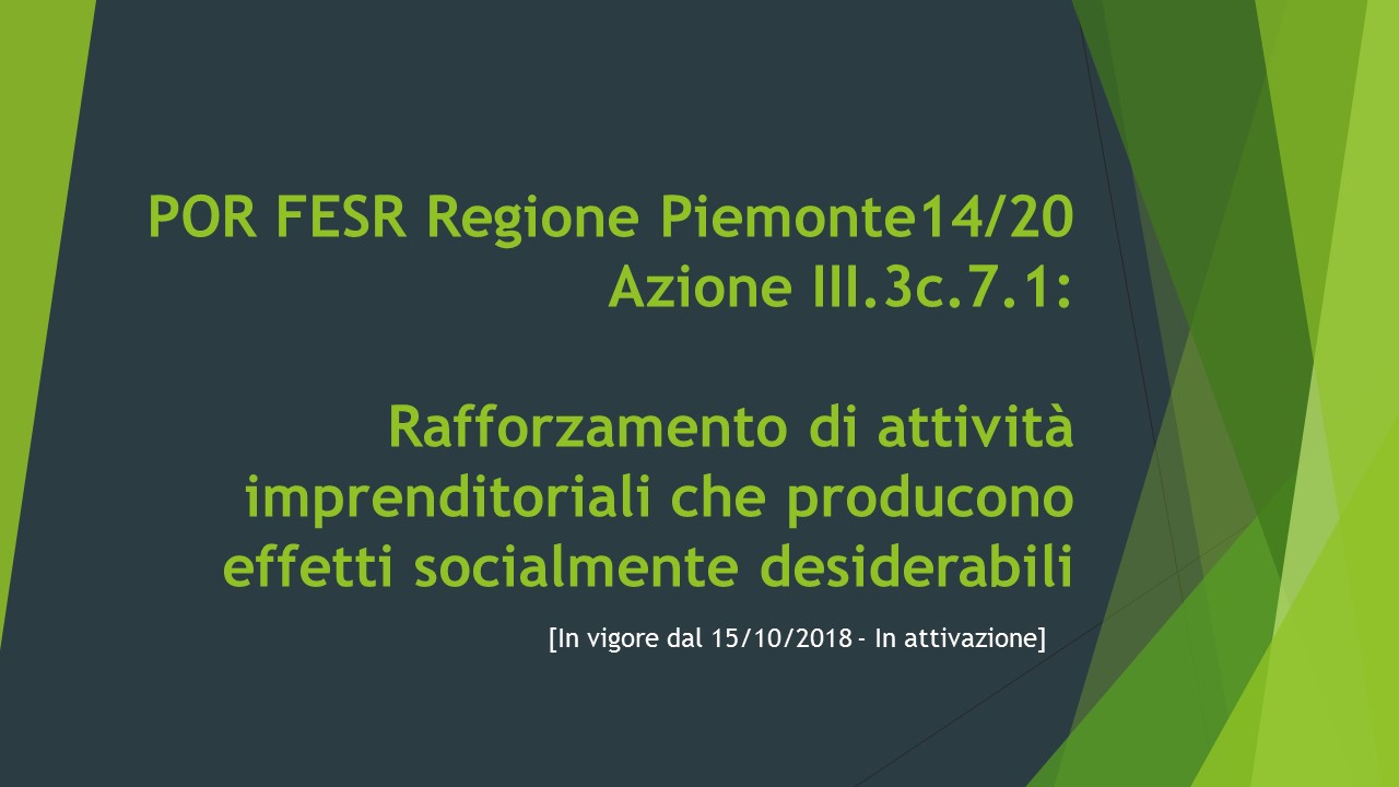 Rafforzamento  attività imprenditoriali con effetti socialmente desiderabili